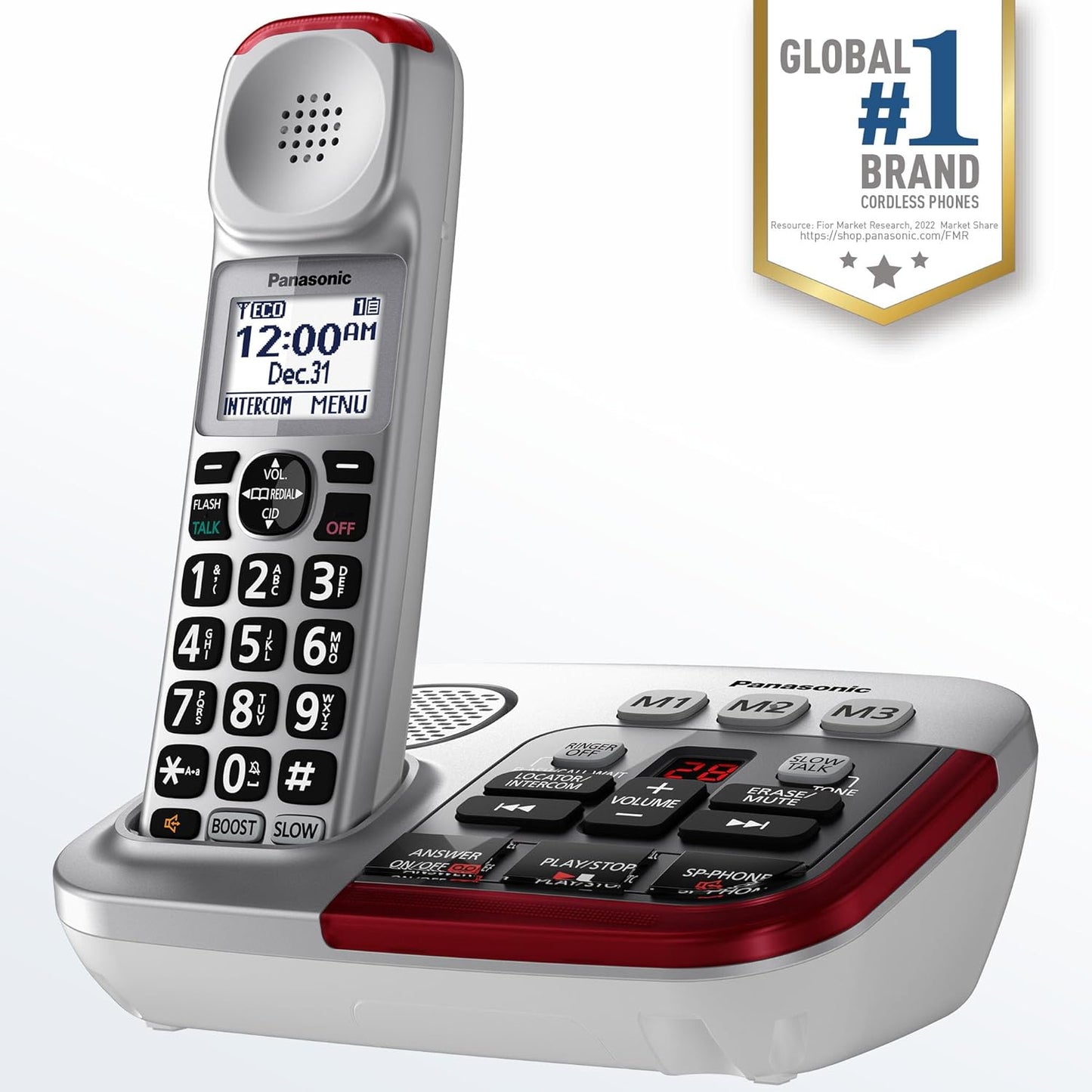 Panasonic KX-TGM450S Amplified Cordless Phone 50dB Volume Boost Silver