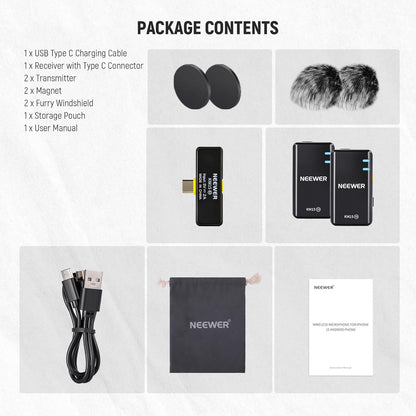 Neewer 21000072 Wireless Lavalier Microphone USB-C iPhone