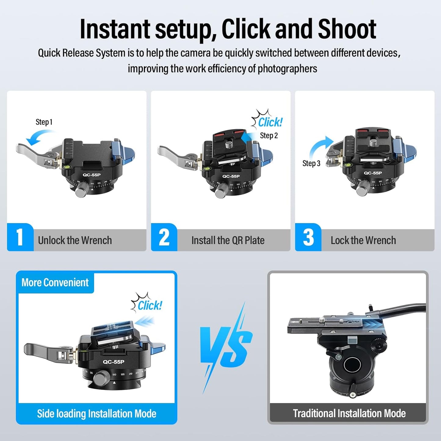 Sirui QC-55P 55mm Quick Release Plate Panoramic Head