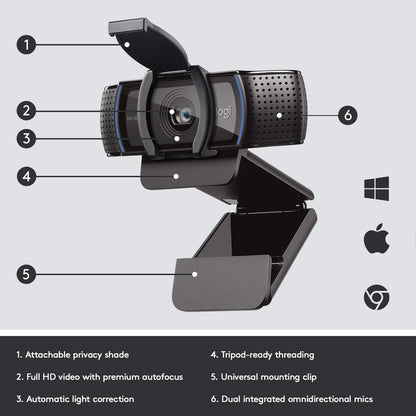 Logitech C920e HD 1080p Zoom Certified Webcam