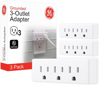 GE 47884 3-Outlet Grounded Wall Tap 3-Pack