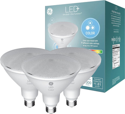 GE 10043168521694 LED+ Color Changing PAR38 Floodlight 3-Pack