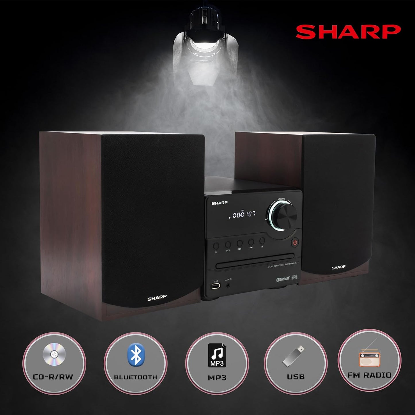 Sharp XL-B512 Bluetooth CD Micro System - Mahogany Oak