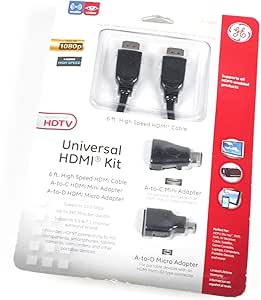 GE LYSB01A98B08S-ELECTRNCS: Universal HDMI Kit, 6ft Cable, Adapters