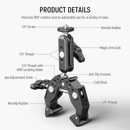 Neewer ST83 Super Clamp with Dual Ballhead Magic Arm