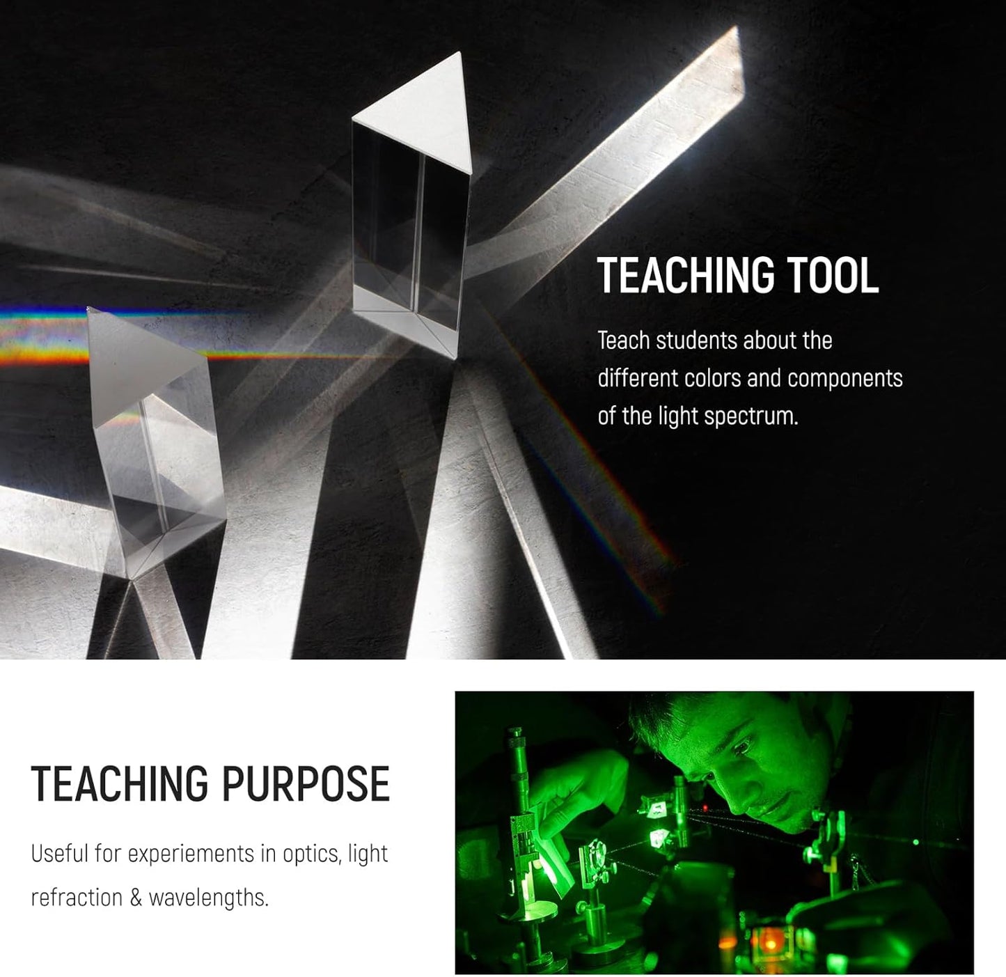 Neewer 6 Inch Triangular Prism Set K9 Crystal Glass