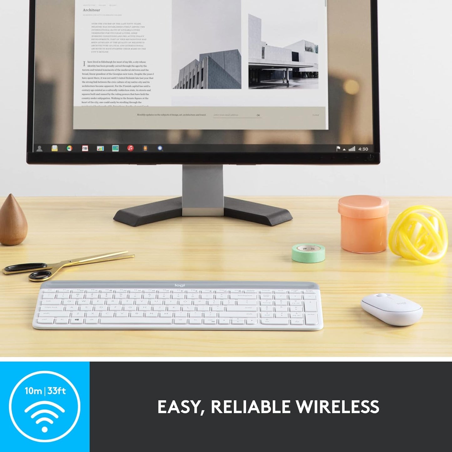 Logitech MK470 Slim Wireless Keyboard and Mouse Combo Off-White