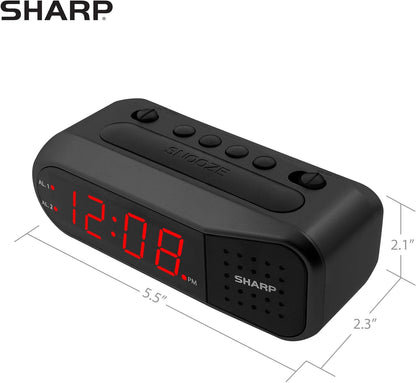 Sharp Digital Alarm Clock - Red LED Display
