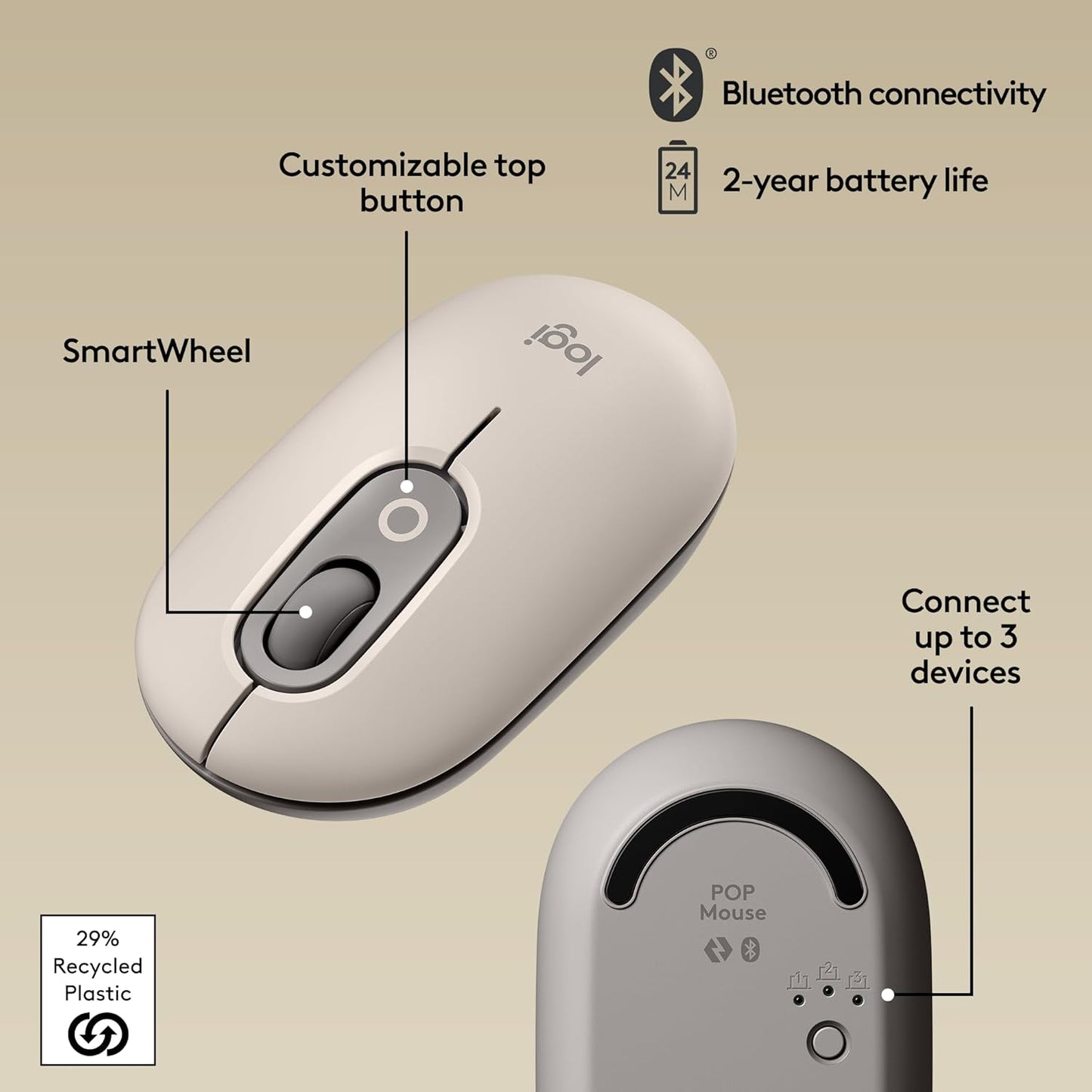 Logitech 910-006625 POP Mouse - Wireless SilentTouch Mist
