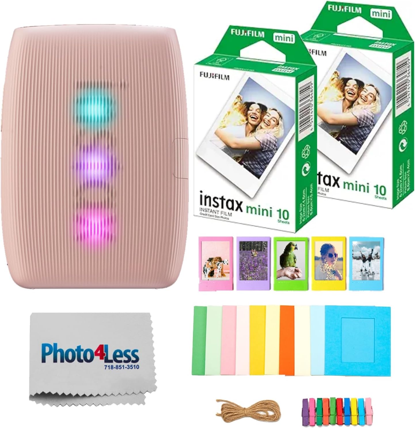 Fujifilm Instax Mini Link 3 Smartphone Printer Bundle Pink