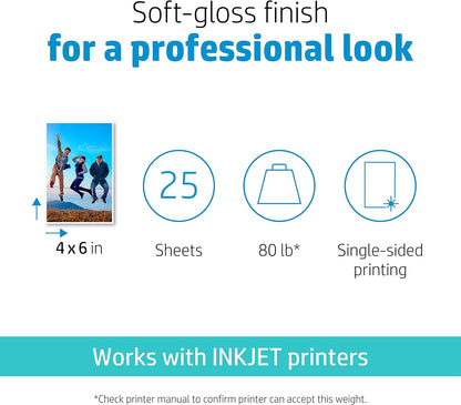 HP 4WN02A Premium Plus 4x6 Soft Gloss Photo Paper