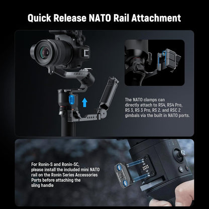 Neewer 10104118 Gimbal Sling: DJI Ronin Handle Grip with NATO Rail