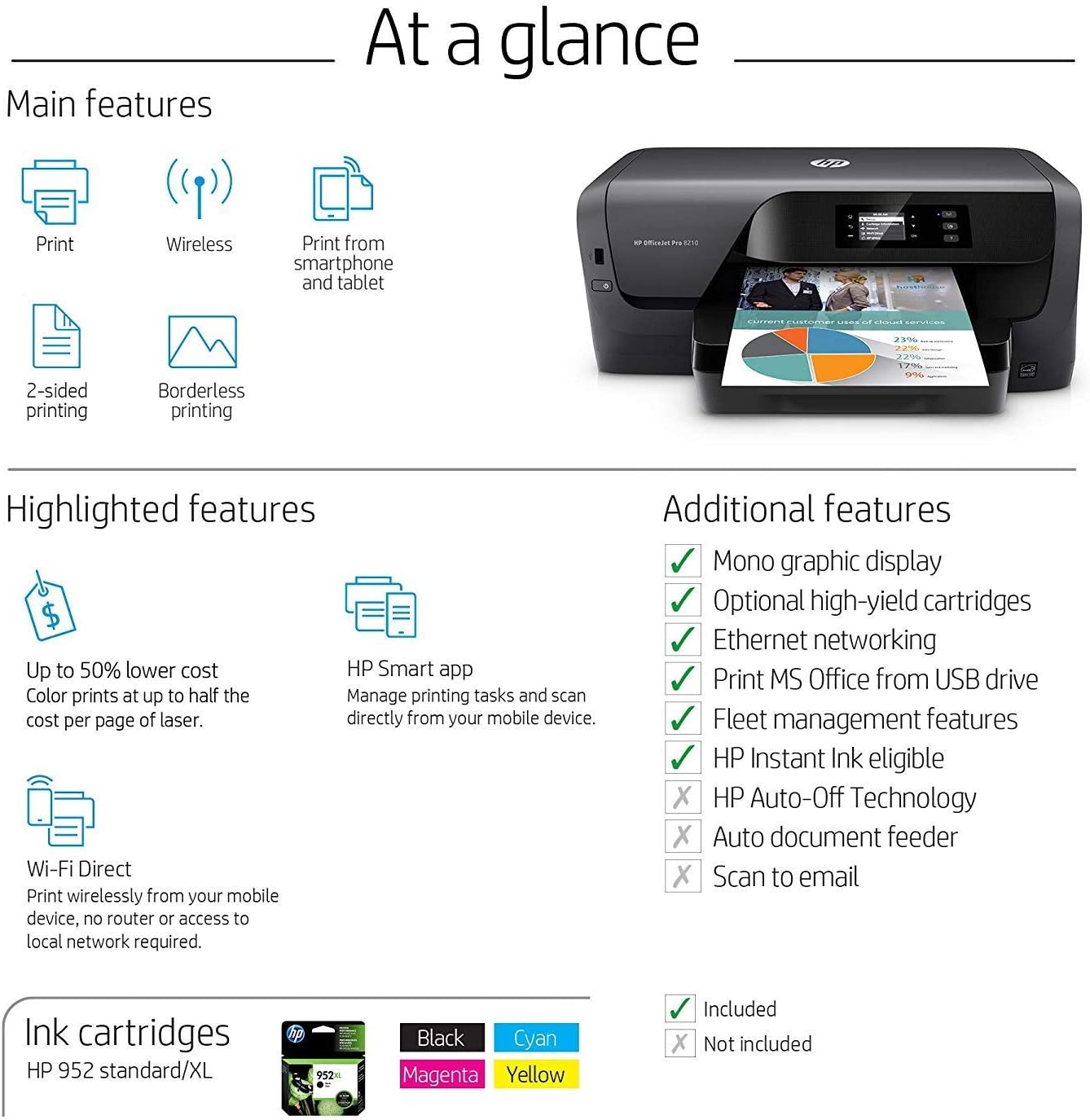 HP 8210 OfficeJet Pro Wireless Printer (Renewed)
