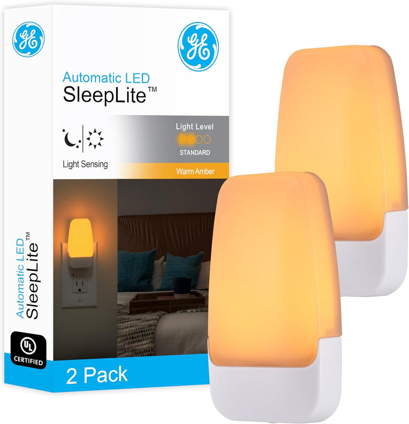 GE 76135 Amber LED Dusk-to-Dawn Night Light 2-Pack — main product image