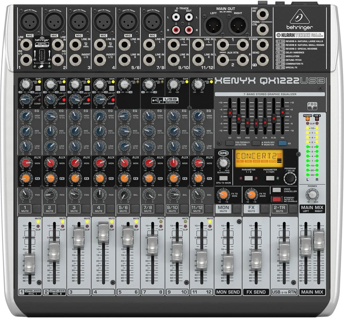 Behringer QX1222USB Xenyx 16-Input Mixer USB Wireless Option