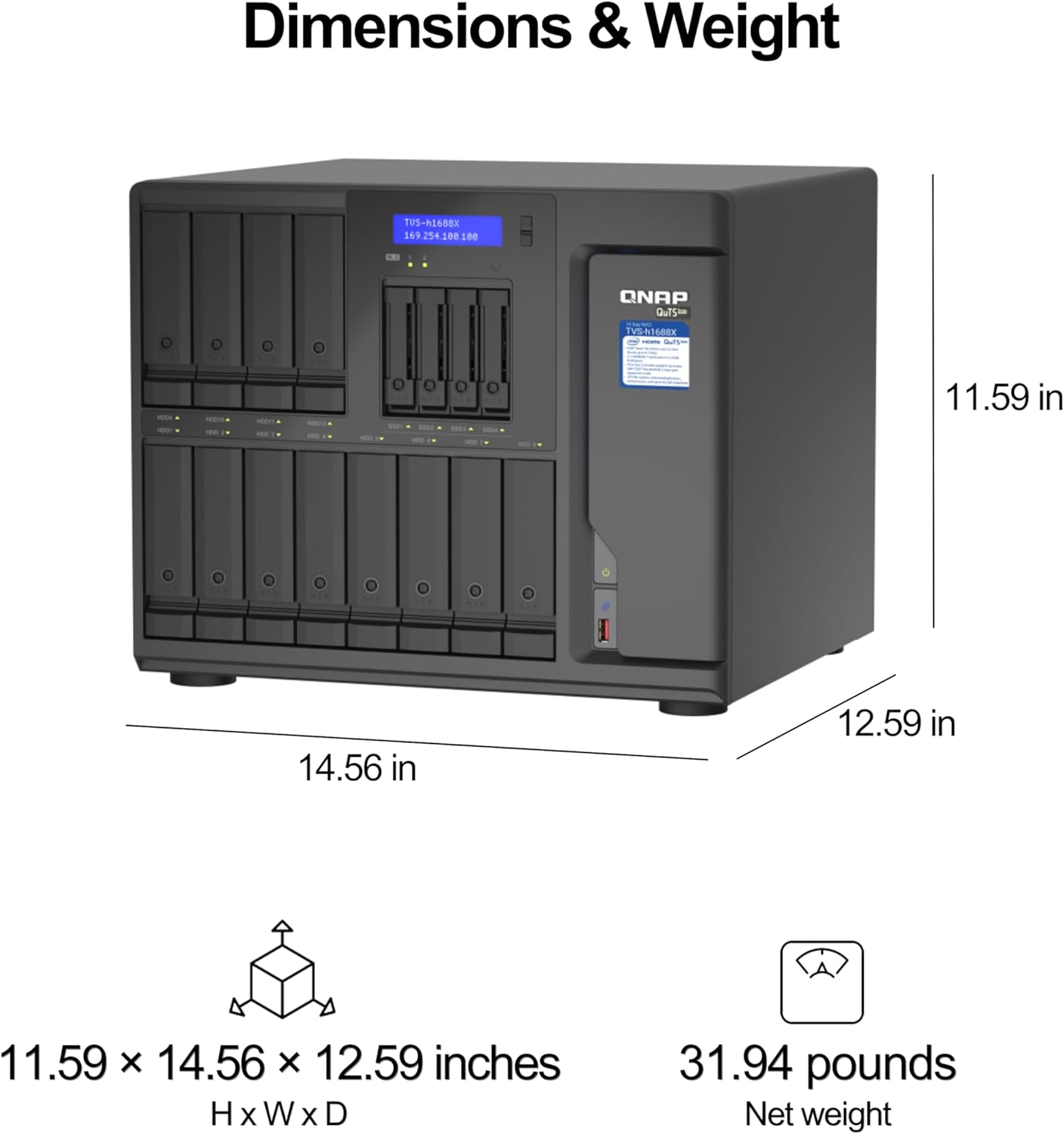 QNAP TVS-h1688X-W1250-32G Xeon 16-Bay Media NAS