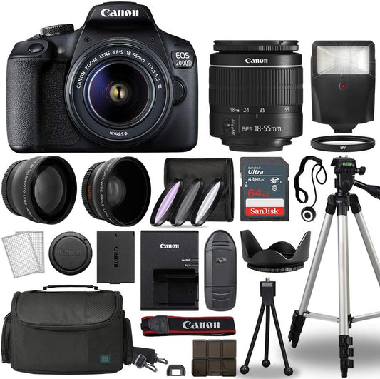 Canon EOS 2000D Rebel T7 DSLR Camera 18-55mm Lens Kit