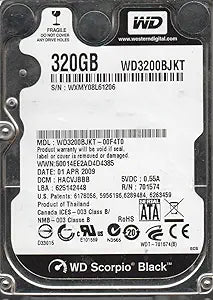 Western Digital WD3200BJKT-00F4T0 320GB 7200RPM SATA HDD — main product image