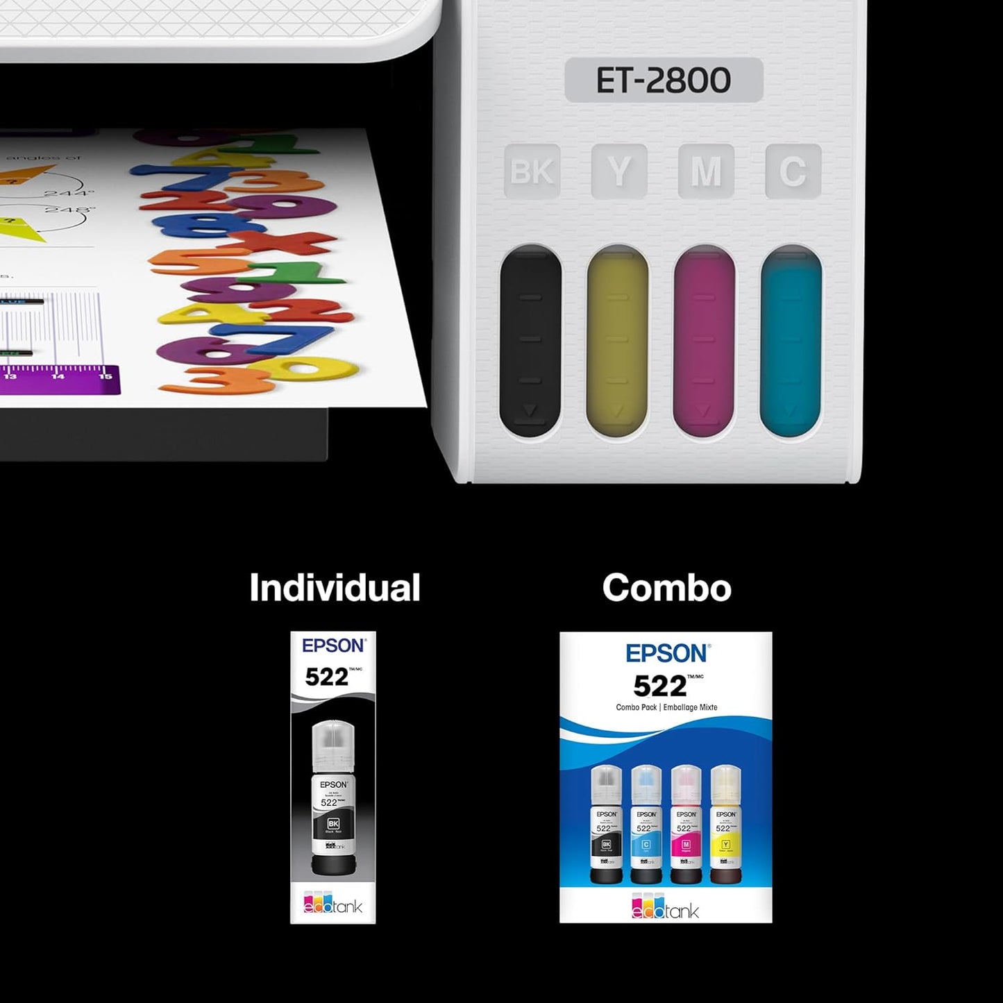 Epson T522120-BCS 522 EcoTank Ink Bottle Combo Pack