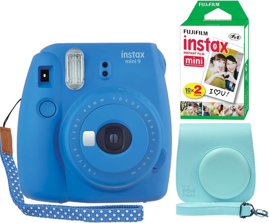 Fujifilm Instax Mini 9 Cobalt Blue Camera + Film Bundle
