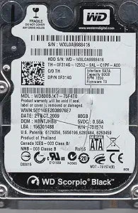 Western Digital WD800BJKT-75F4T0 80GB SATA 2.5" Hard Drive