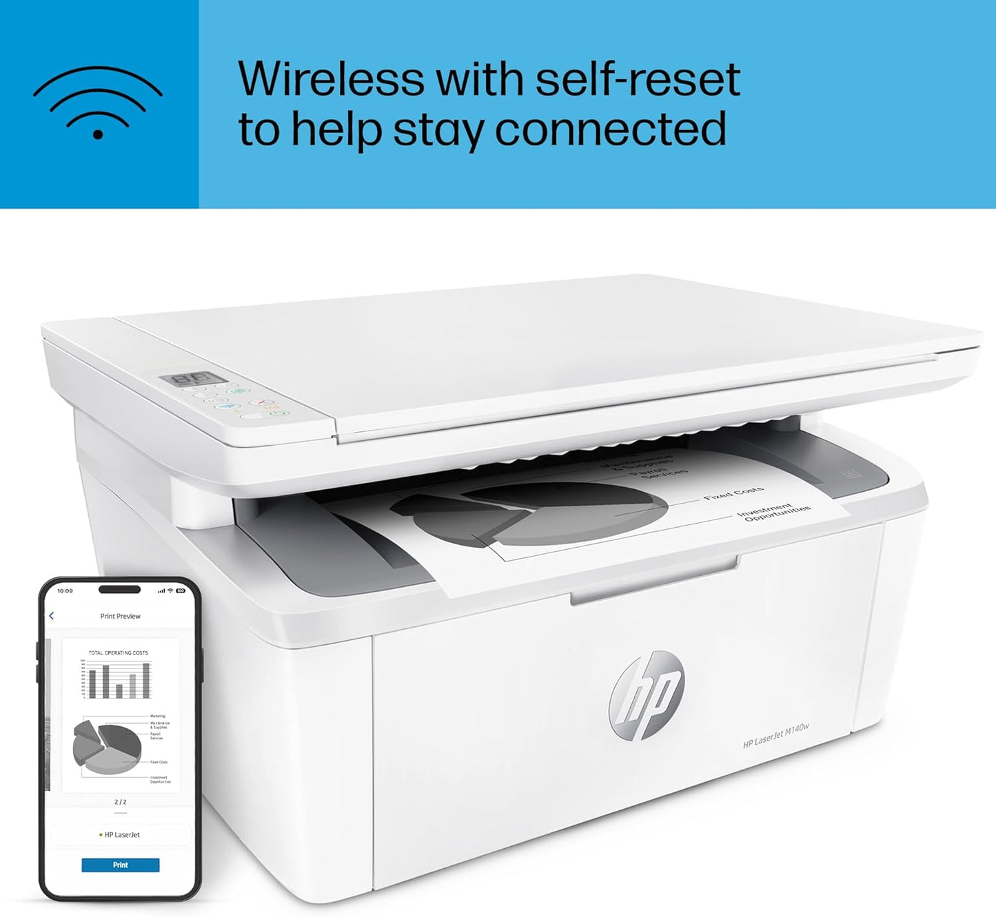 HP New Version M140w Wireless LaserJet MFP Printer