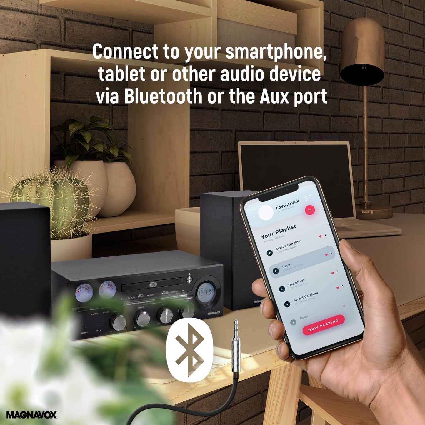 Magnavox MM451 3-Piece Bluetooth CD Shelf System