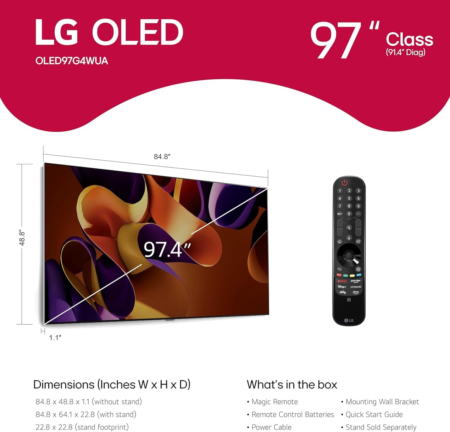 LG OLED97G4WUA 97-Inch 4K OLED evo TV
