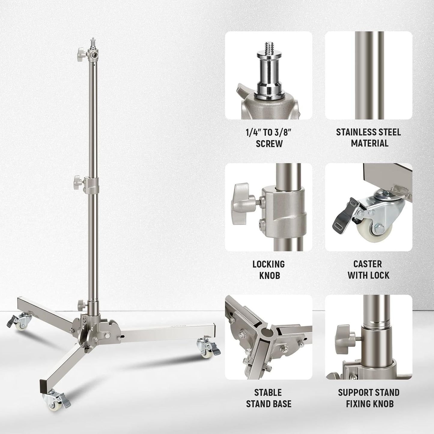 Neewer 10103529 Heavy Duty Light Stand with Casters