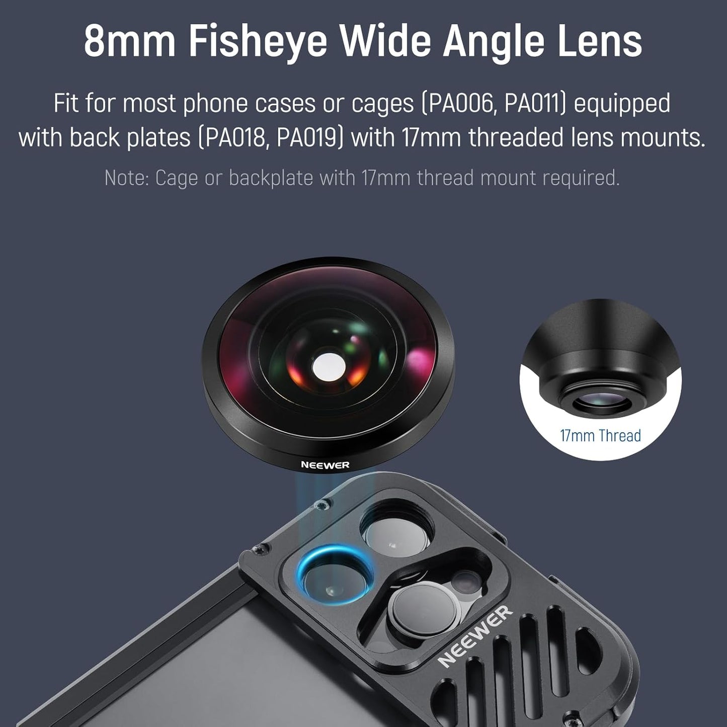 Neewer LS-29 HD 8mm Fisheye Phone Lens 17mm Thread
