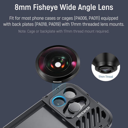 Neewer LS-29 HD 8mm Fisheye Phone Lens 17mm Thread