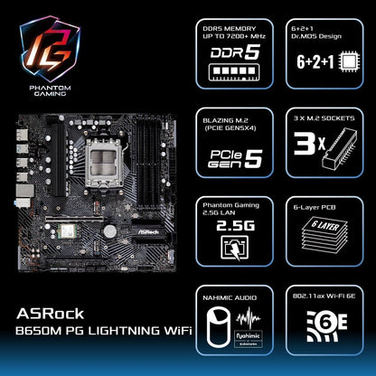 ASRock 90-MXBMW0-A0UAYZ B650M PG Lightning WiFi Motherboard