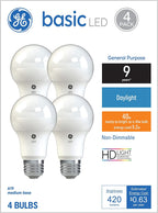 GE 36992 Basic LED 40W Daylight A19 4-Pack