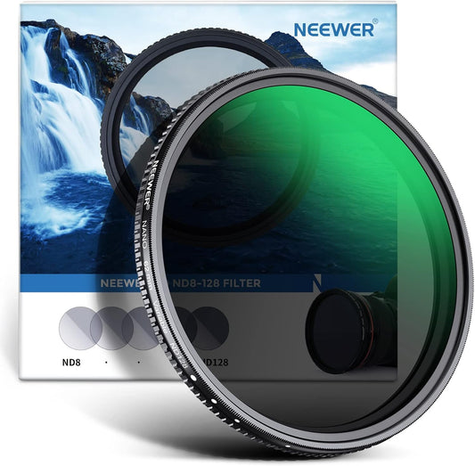 Neewer 62mm Variable ND Filter - ND8-ND128 Neutral Density
