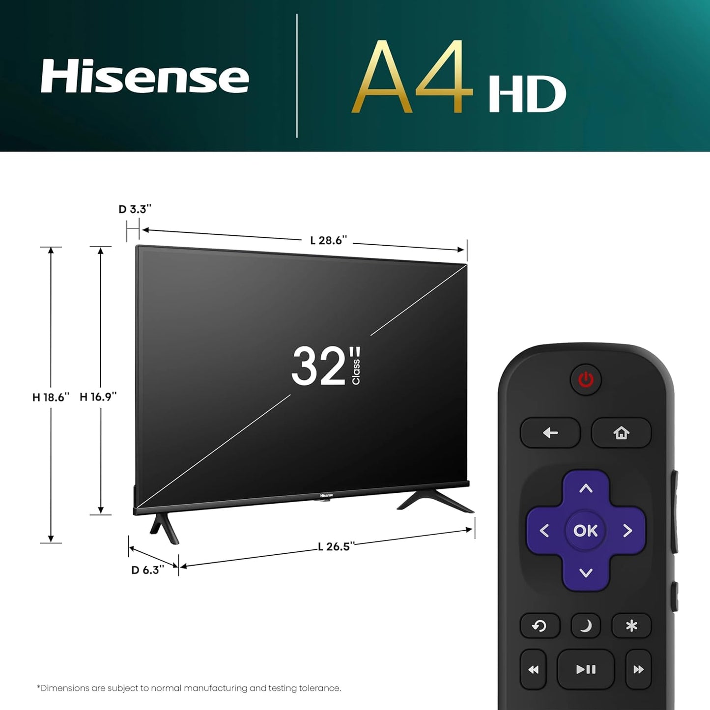 Hisense 32A4HNR 32-Inch Roku Smart TV - 2024