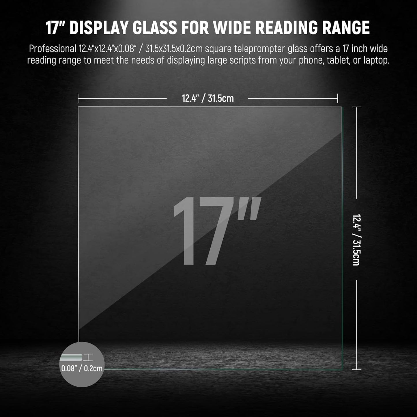 Neewer 33000067 17" Teleprompter Beam Splitter Glass - DIY Replacement