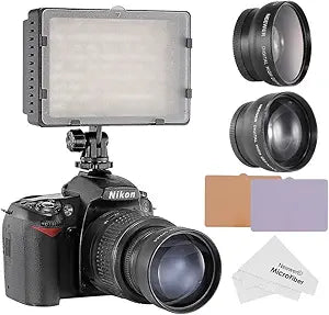 Neewer CN-160 LED Video Light Kit 52mm Lens