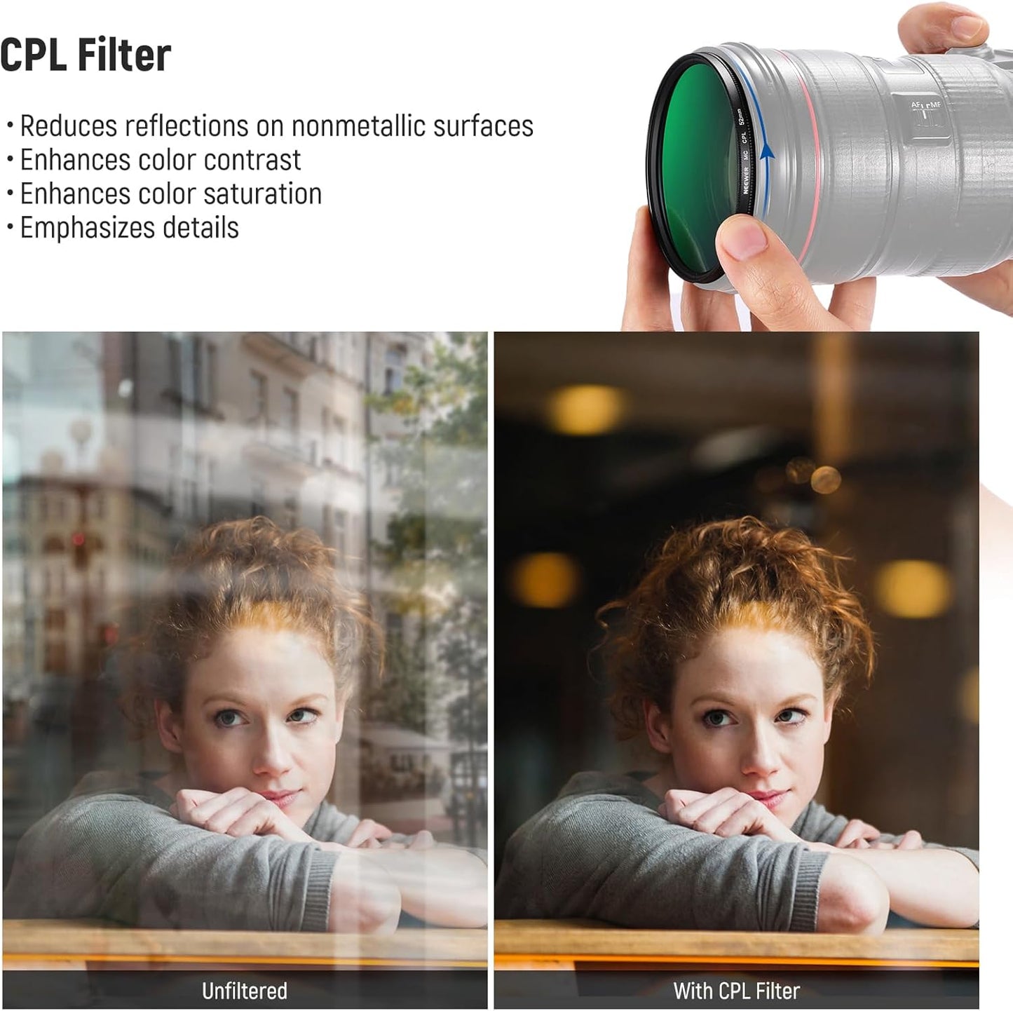 Neewer UV/CPL/ND Lens Filter Kit 52mm Camera