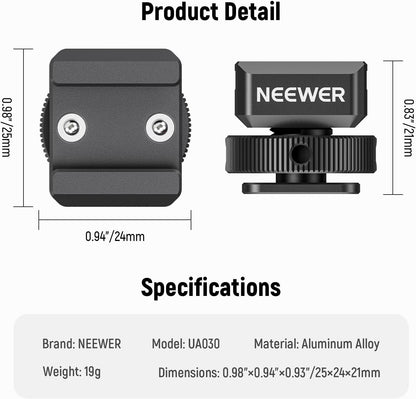 Neewer 10103114 Cold Shoe Mic Mount Adapters 2-Pack