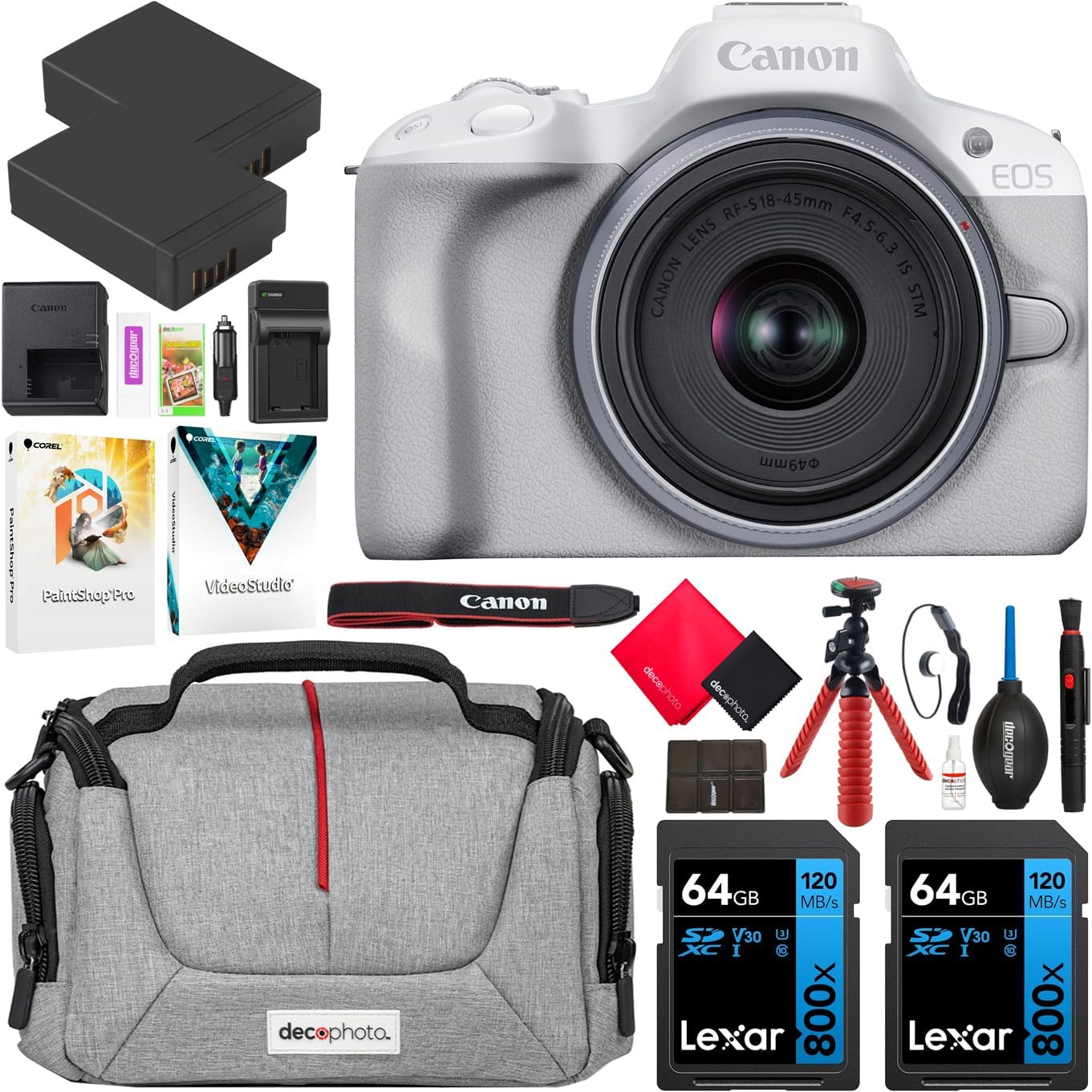 Canon E14CNEOSR50W1845STM EOS R50 Mirrorless Camera 18-45mm Lens Bundle