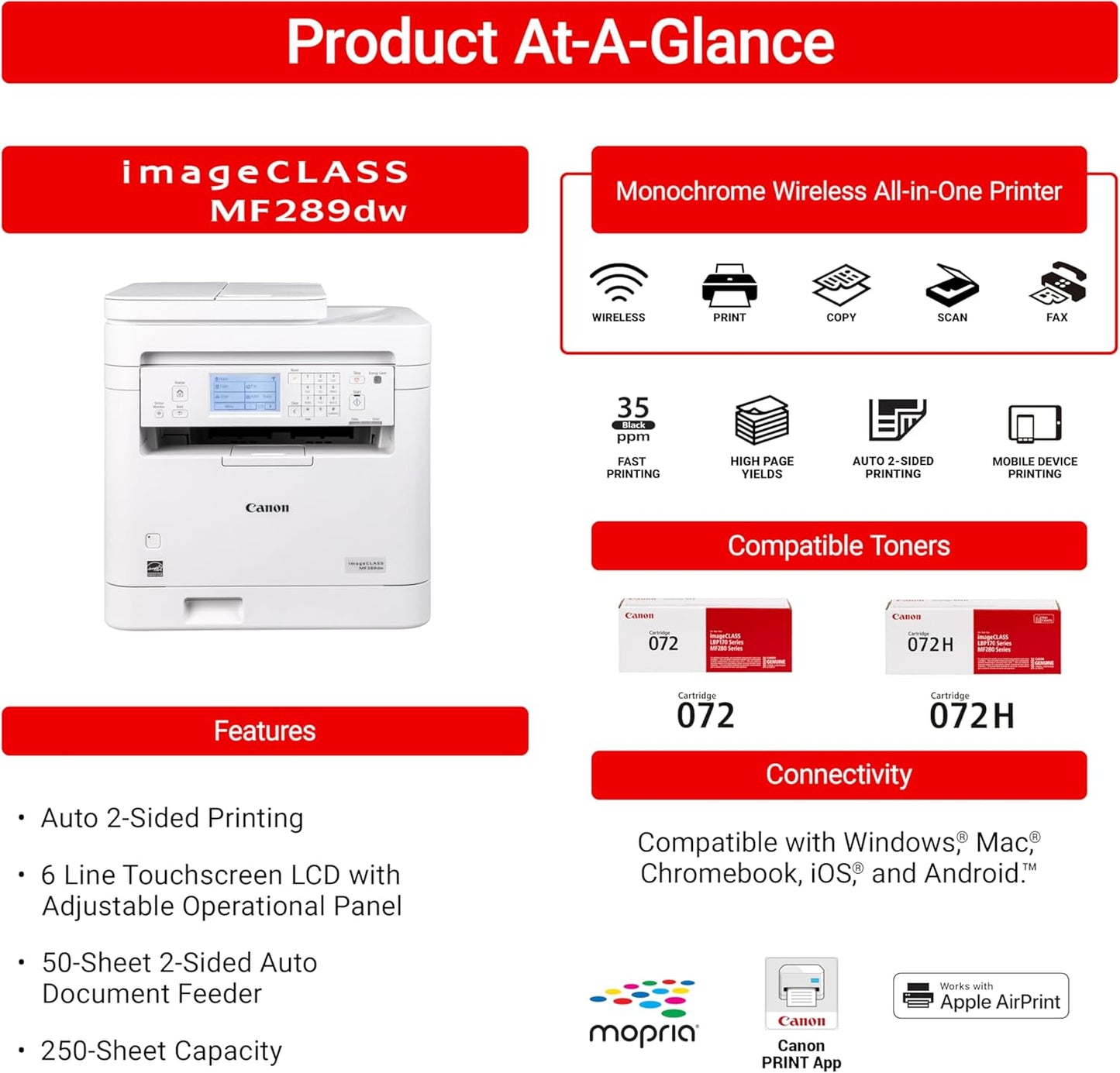 Canon imageCLASS MF289dw Wireless Laser Printer