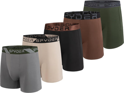 Spyder Mens Boxer Briefs 5 Pack Poly Spandex Performance Underwear