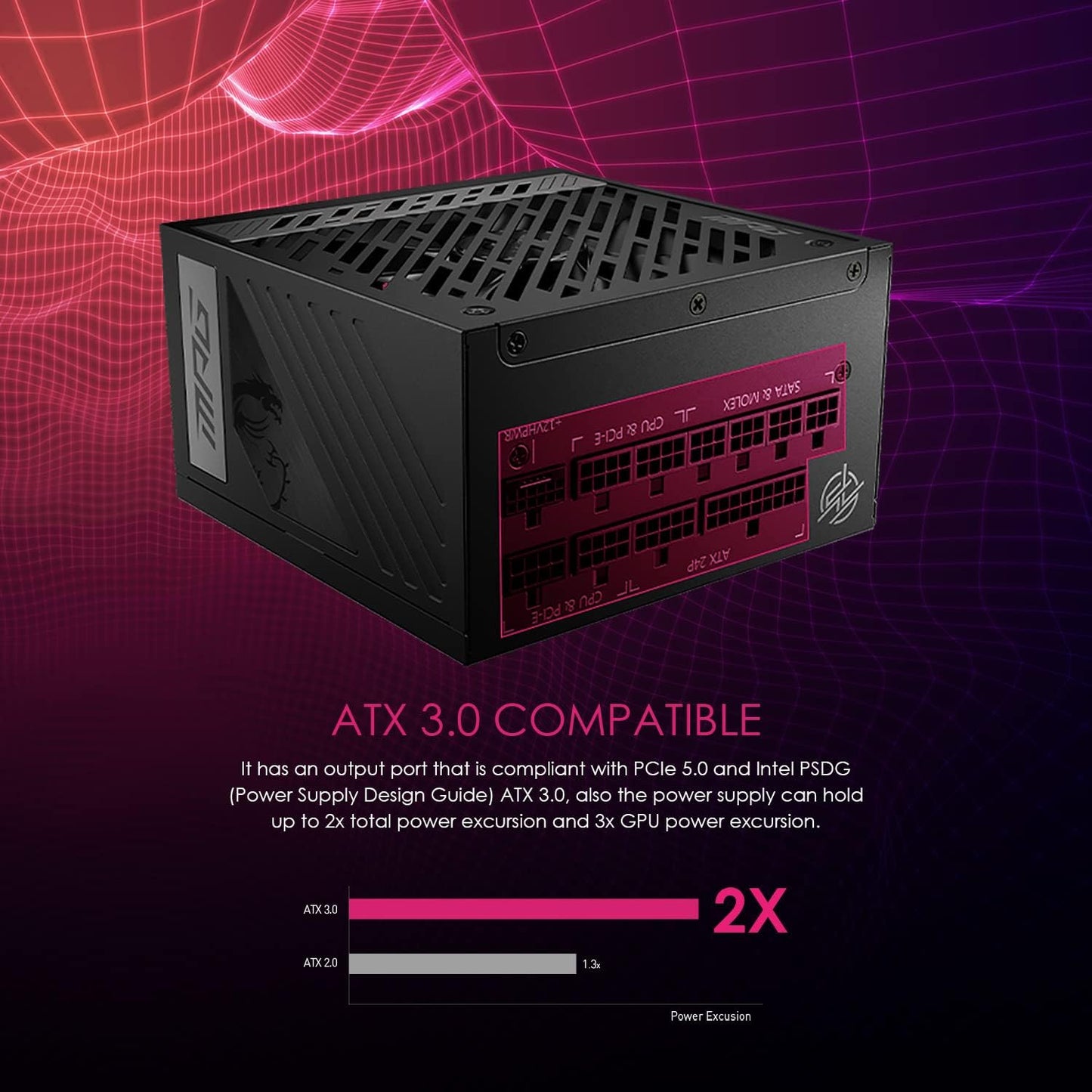 MSI MPGA850GPCIE5 850W 80+ Gold PCIe 5.1 PSU