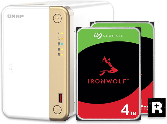 QNAP TS-262-4G-24ST-US 2-Bay NAS with 4TB IronWolf HDDs