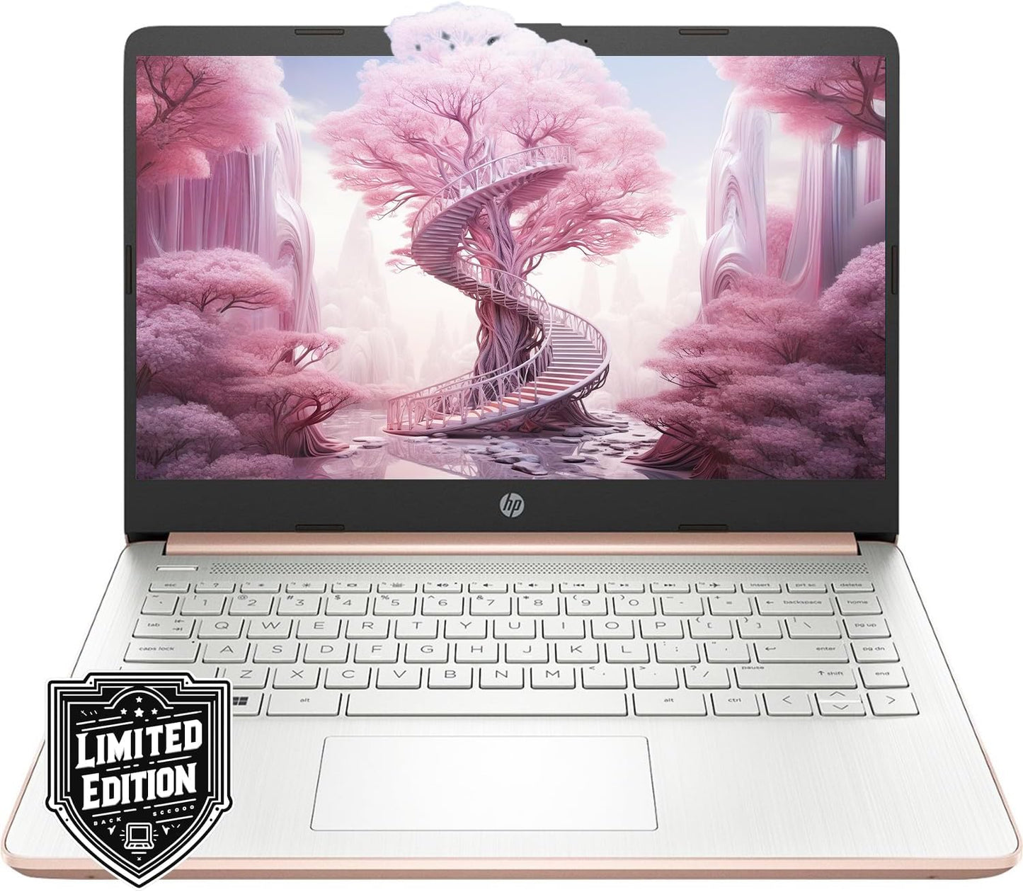 HP Premium 14-inch HD Laptop Bundle - Rose Gold