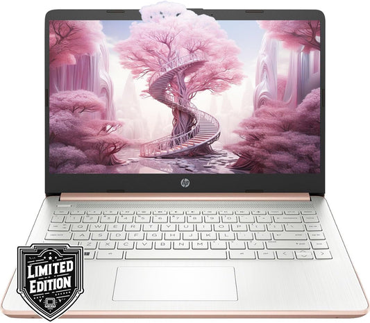 HP Premium 14-inch HD Laptop Bundle - Rose Gold