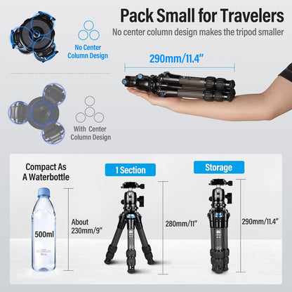 Sirui AM-223+B-00K Carbon Fiber Travel Tripod Ballhead Mini