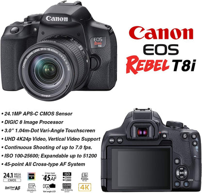 Canon EOS Rebel T8i DSLR Camera Lens Bundle