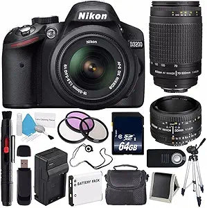 Nikon D3200 DSLR Camera 18-55 70-300 50mm Lens Kit