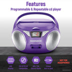 Magnavox MD6924 Portable CD Boombox AM/FM Radio Purple